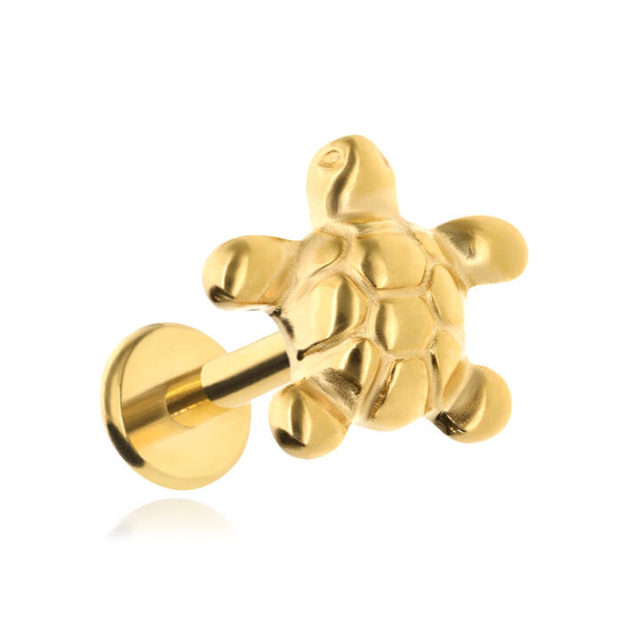 Titanium labret earring - turtle - gold