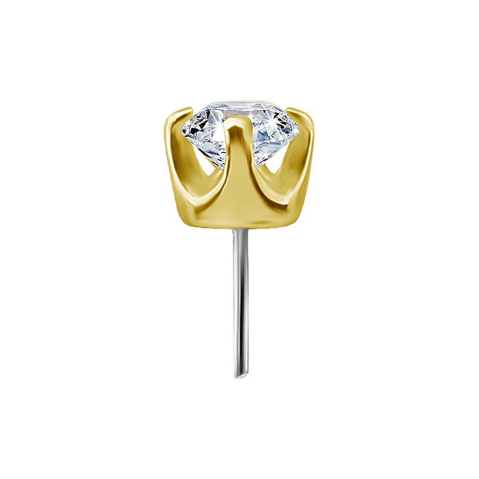 18K gold attachment for pins - white zirconia - GD18K-017