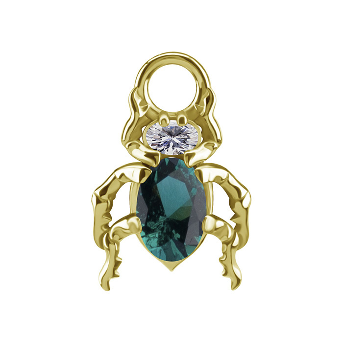Charms - CoCr NF - beetle with green nano gems - gold - D-085