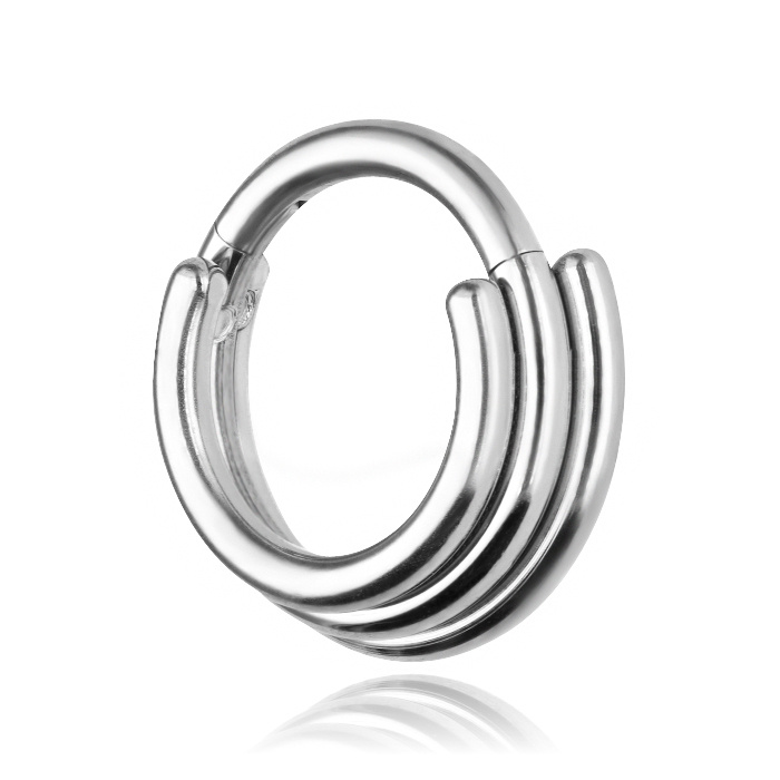 Titanium triple earring clicker - silver - TK-096