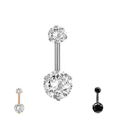 Belly button ring crystals black - KP-023