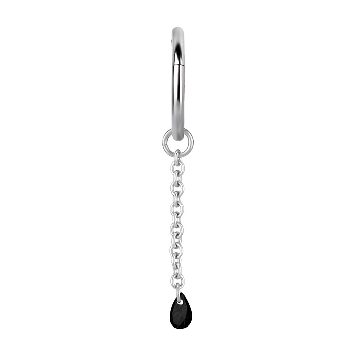 Charms chain with black zirconia - silver - D-074