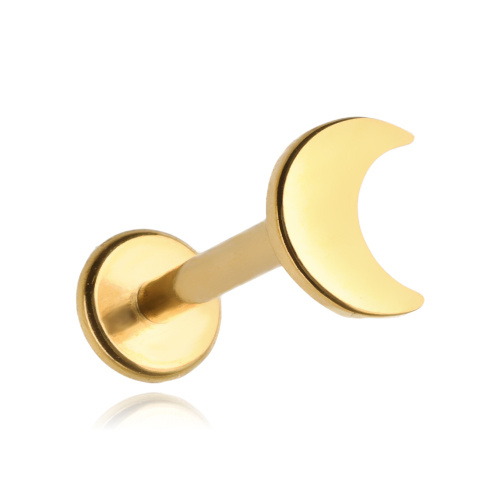 Titanium labret moon-gold