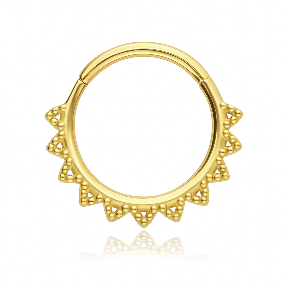 Piercing clicker with white zircons - gold - K-080