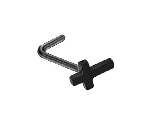 Decorative nose stud - black cross - NS-019