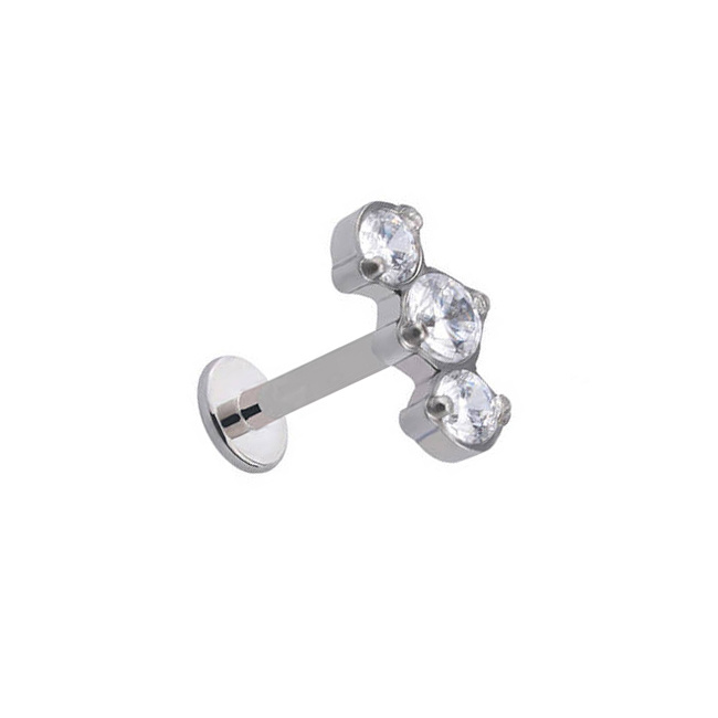 Titanium labret silver - white zirconia - TGW-087