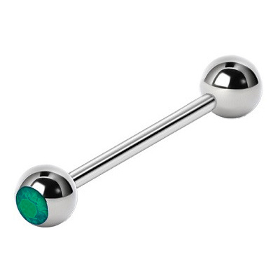 Tongue barbell - dark green zirconia - KJ-055