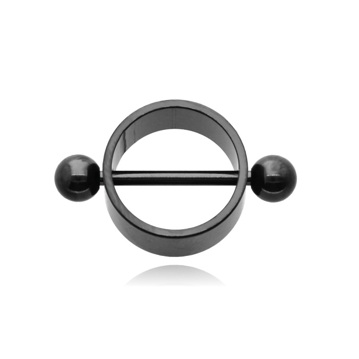 Decorative nipple piercing black- S-018