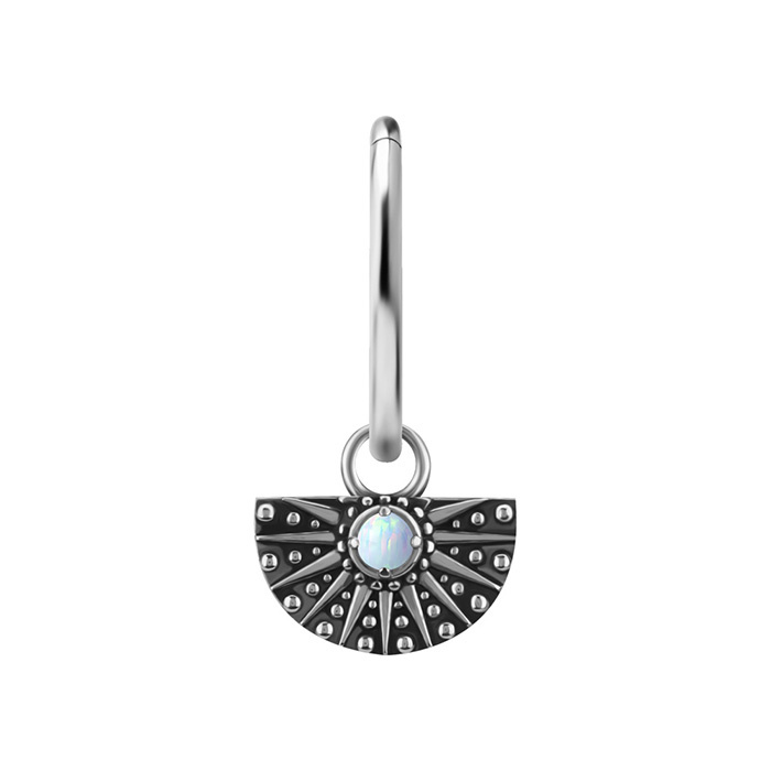 Charms - CoCr NF - ażurowy z białym opalem - srebrny - D-088