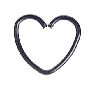 Earring Continuous Bifurcated heart black - CON-002