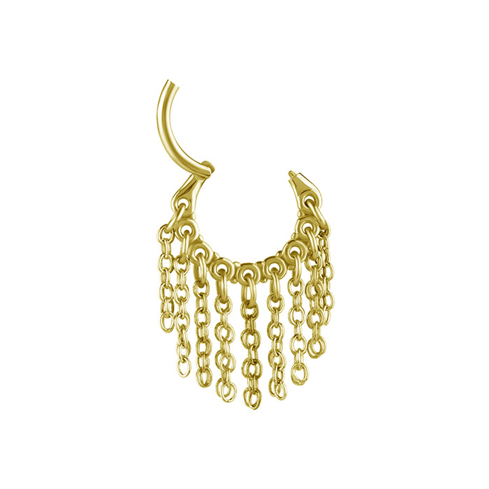 Piercing ring clicker with chains - gold - K-026