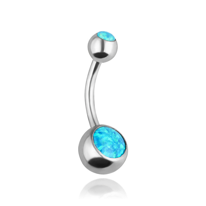 Belly button ring iridescent blue - silver - KP-016