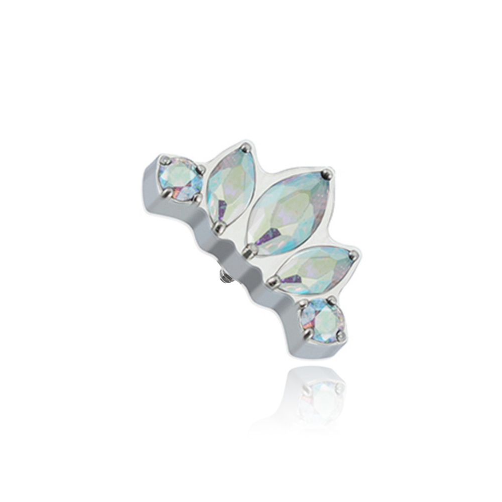 Titanium attachment with iridescent cubic zirconia silver- TNA-088