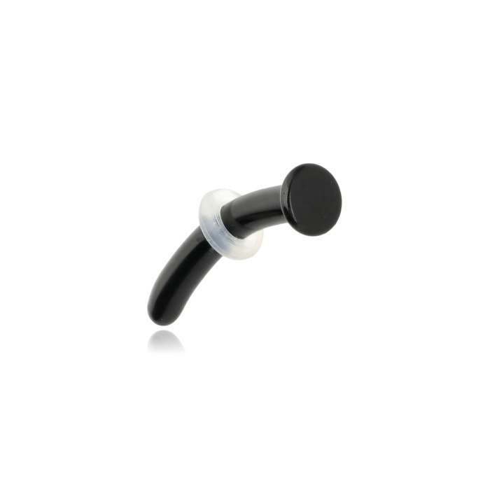 Retainer glass - curved barbell with o-ring - black - RZ-008