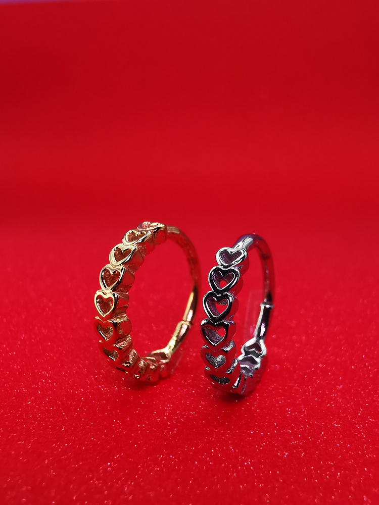 Ring clicker silver - hearts - K-033