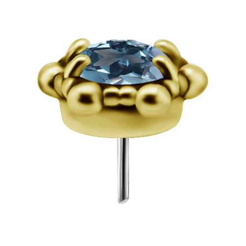 attachment 18K gold ornament with blue topaz - GD18K-021