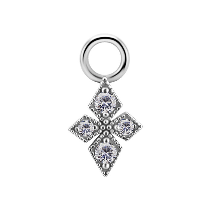 Charms - CoCr NF - openwork with white zircons - silver - D-086