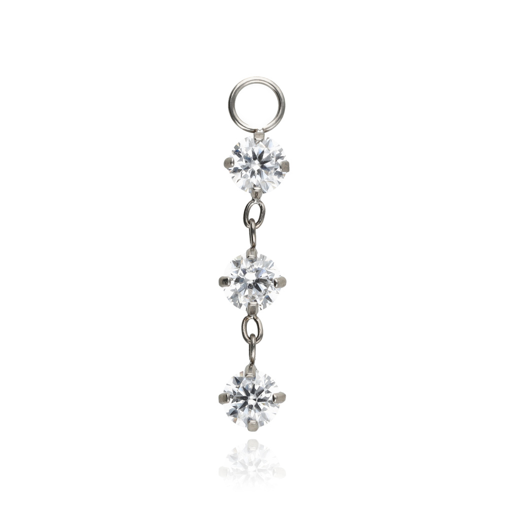 Titanium charm bracelet with white cubic zirconia - silver - D-100