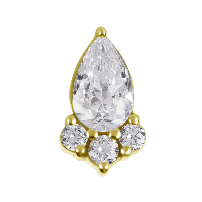 Attachment push in with white zircons - CoCr NF - gold - PI-061