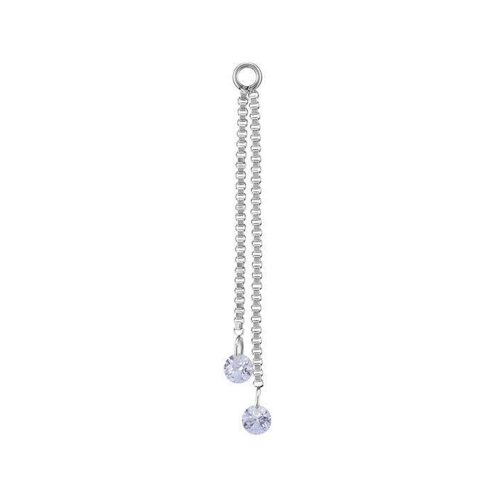 Charms chain with white zircons - silver - D-071