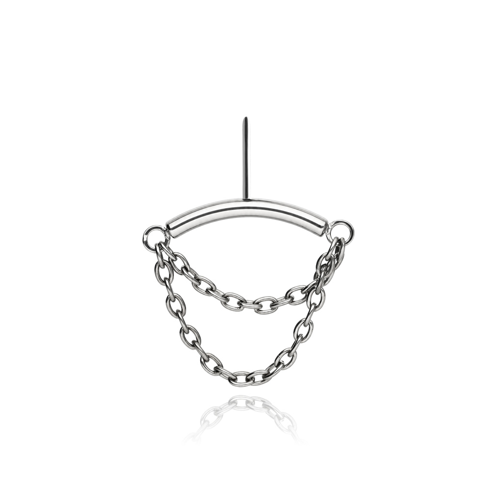 Tytanowa nakrętka PUSH IN - srebrna z łańcuszkami - TPI-013