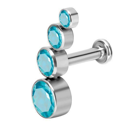 Tytanowy labret - Premium CRYSTALS - niebieski - TGW-074