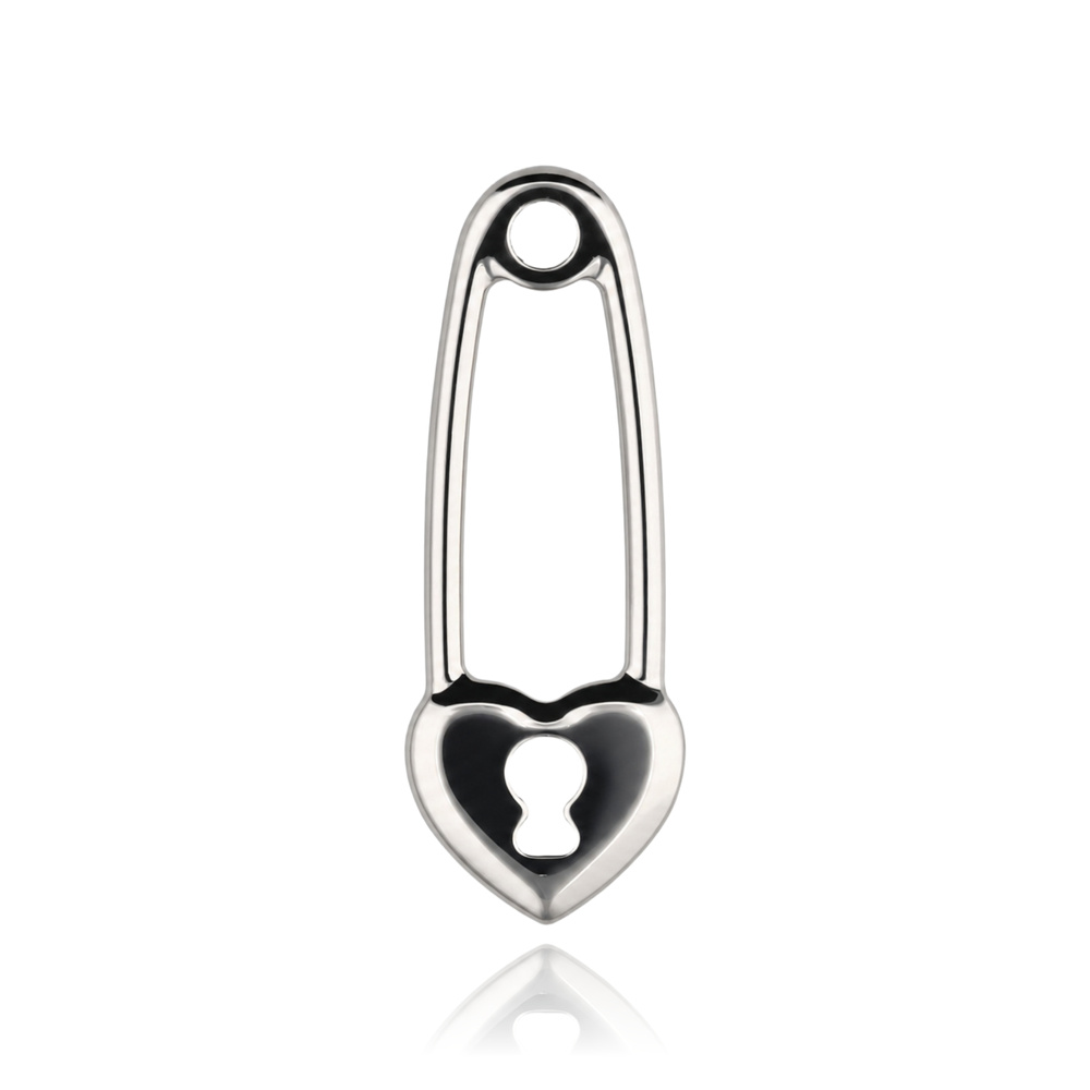 Titanium charms - safety pin - silver - D-110