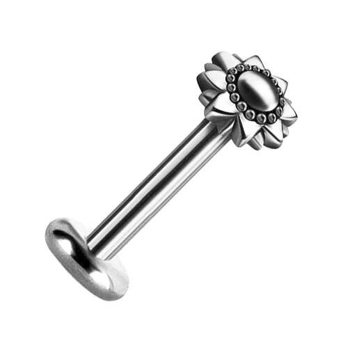 Labret earring flower - silver - LGW-048