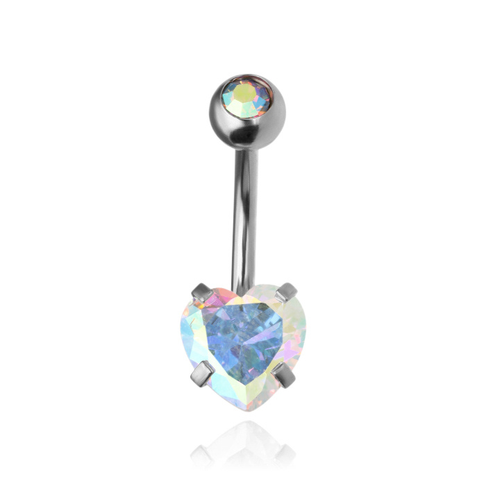 Belly button ring - iridescent heart - KP-036