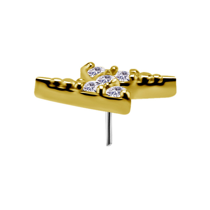 18K gold attachment for pins - white zirconia - GD18K-017