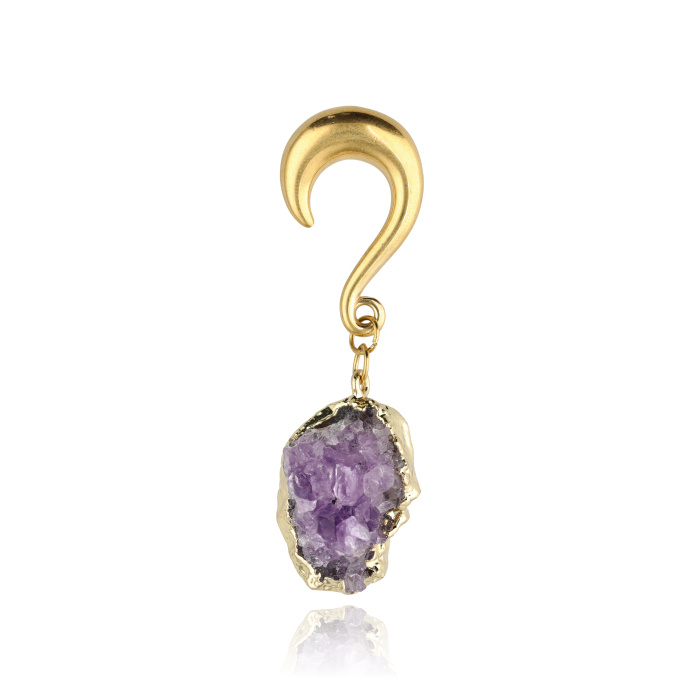 Ear weight with purple amethyst - gold - PT-177