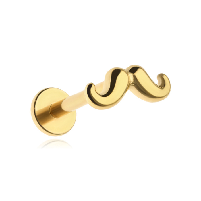 Titanium labret gold mustache