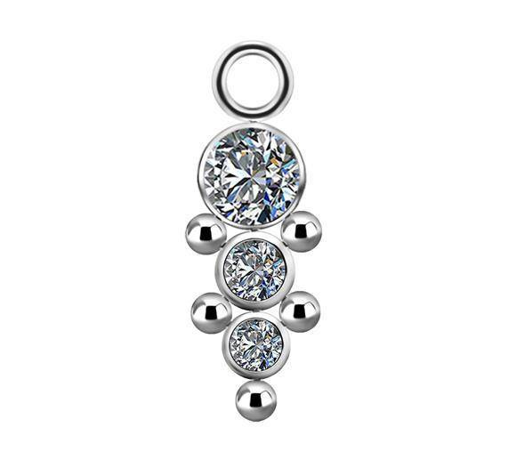 Tytanowy Charms - PREMIUM ZIRCON - srebrny - D-030