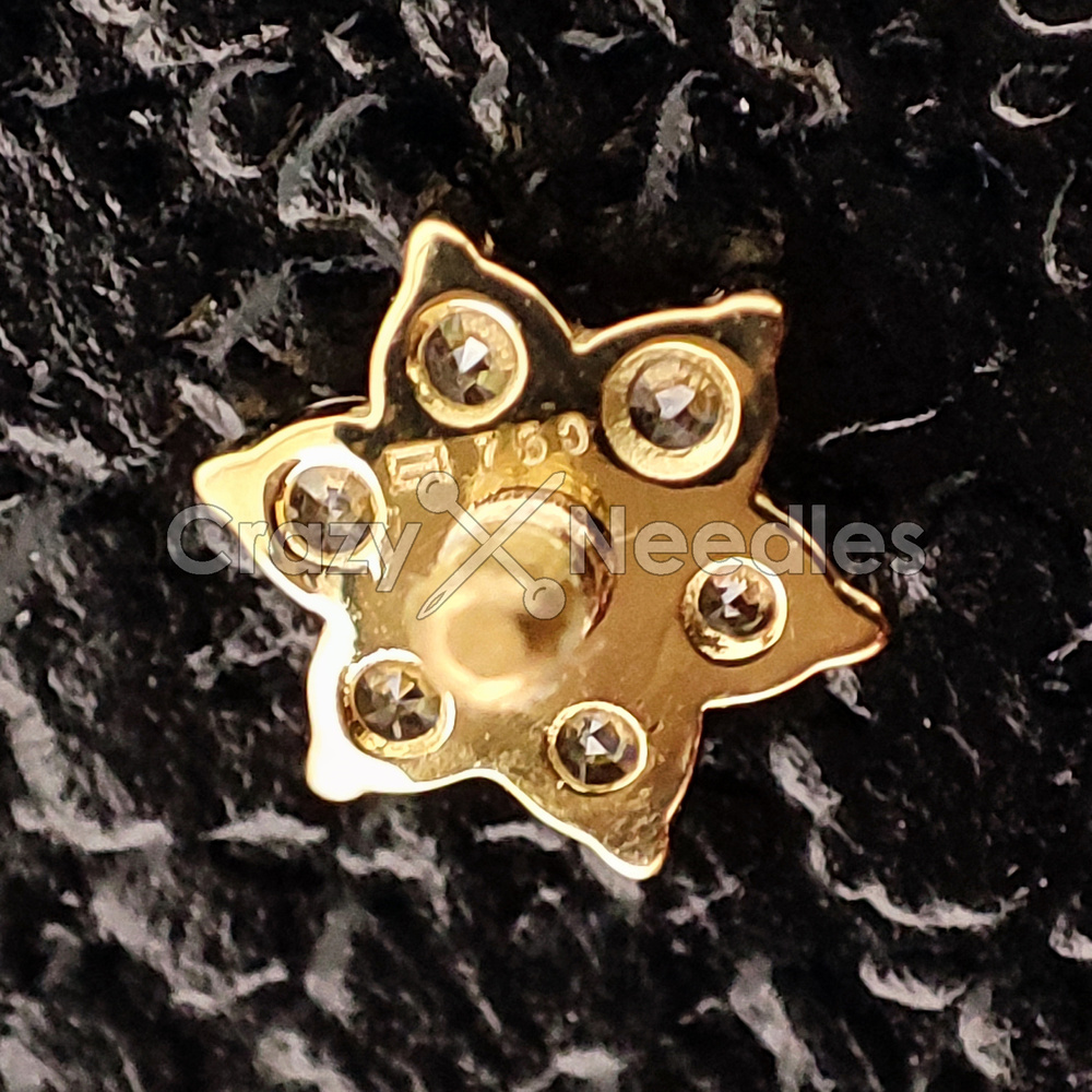 18K gold attachment for pins - gold flower with sea zirconia - GD18K-002