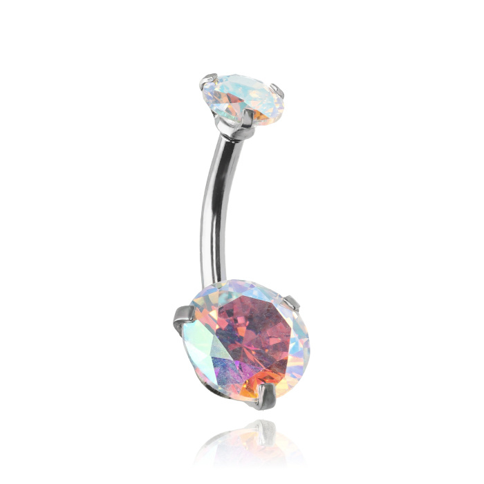 Silver crystal Belly button ring - KP-023