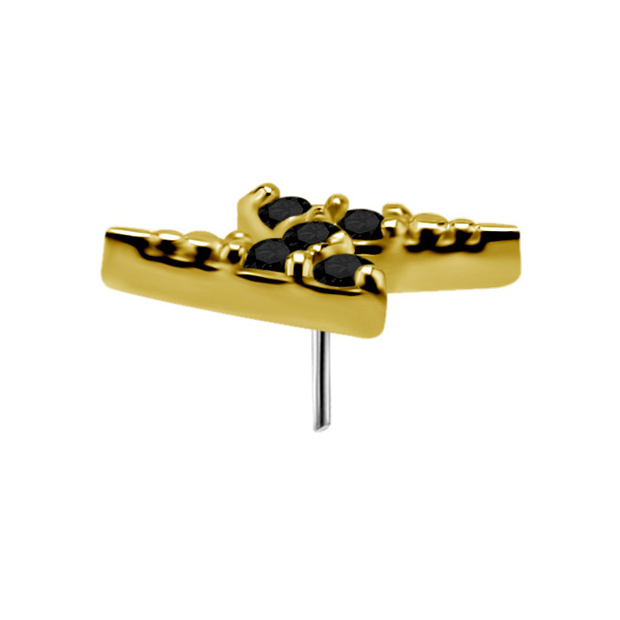 attachment 18K gold lightning bolt with black spinel - left - GD18K-053