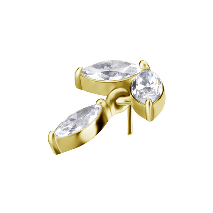 Attachment push in - leaves with white zircons - CoCr NF - gold - PI-024