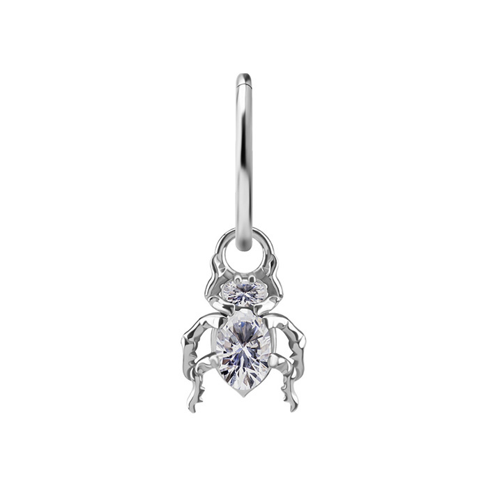 Charms - CoCr NF - beetle with white zirconia - silver - D-085
