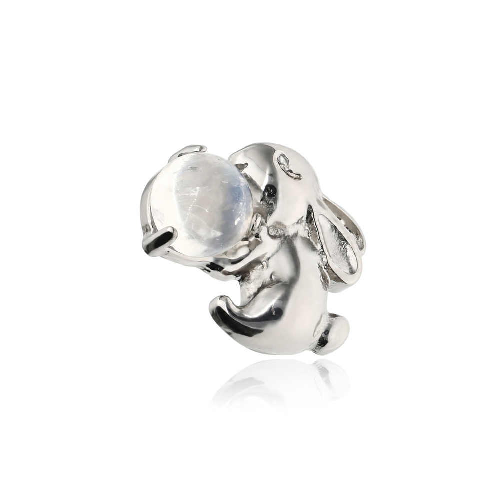 Titanium attachment - Bow with white cubic zirconia - silver - TNA-258