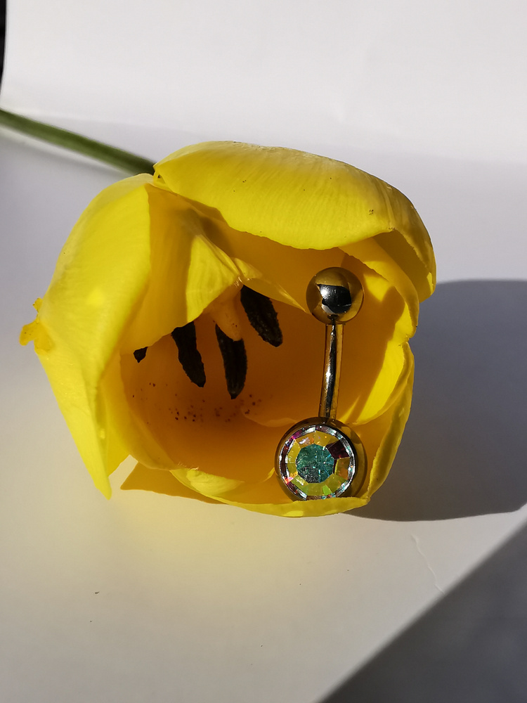 Titanium Belly button ring colored zirconia - TPP-010