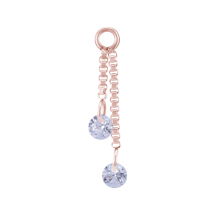 Charms chain with white cubic zirconias - rose gold - D-071