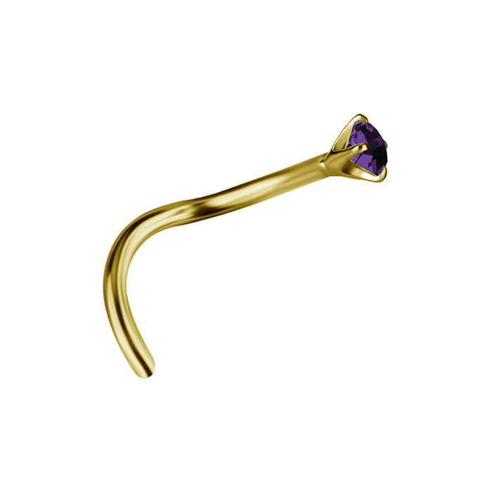 18K gold nasal earring with amethyst - GD18K-039