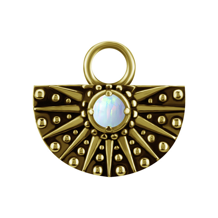 Charms - CoCr NF - ażurowy z białym opalem - złoty - D-088