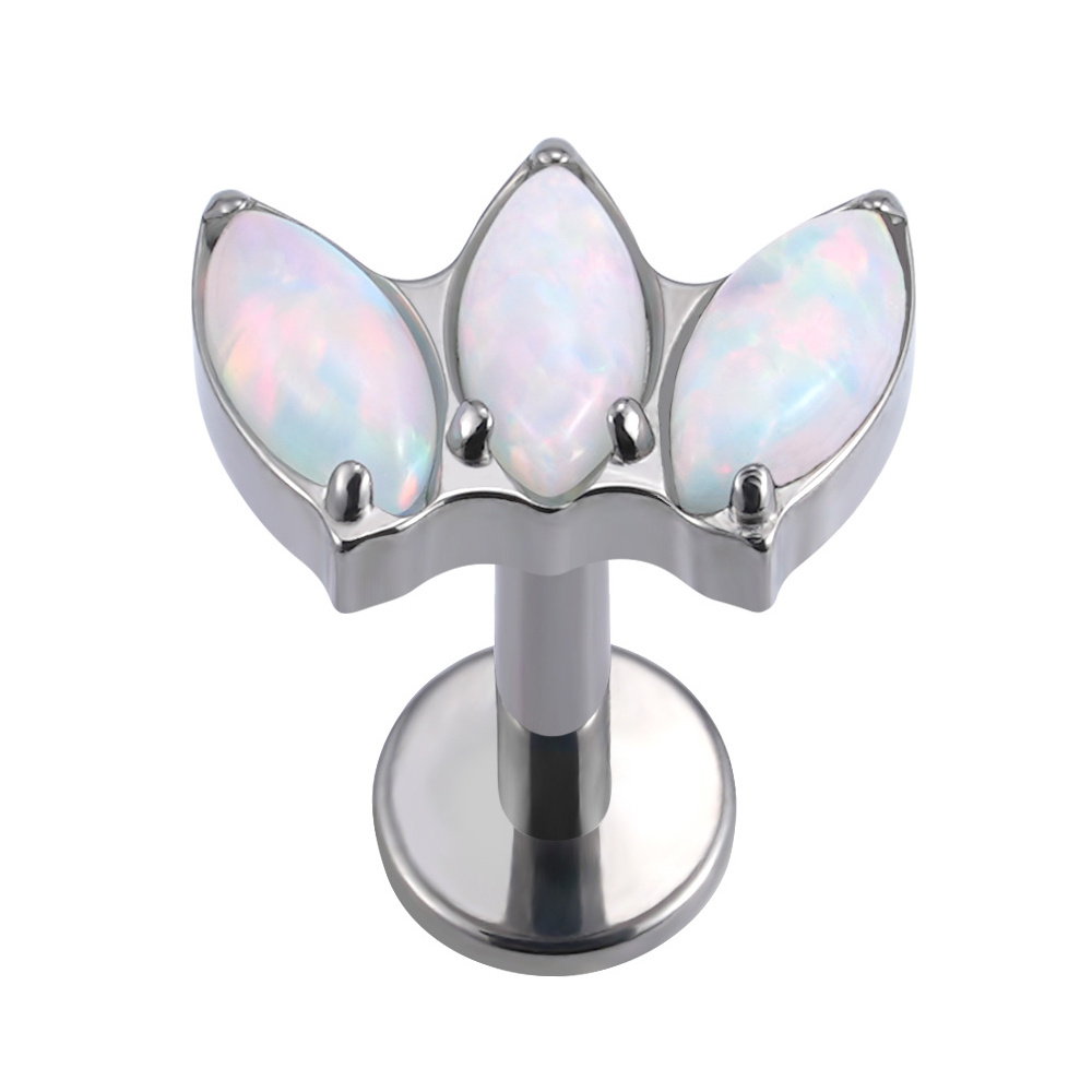 Titanium labret decorative - opal OP18 - TGW-081