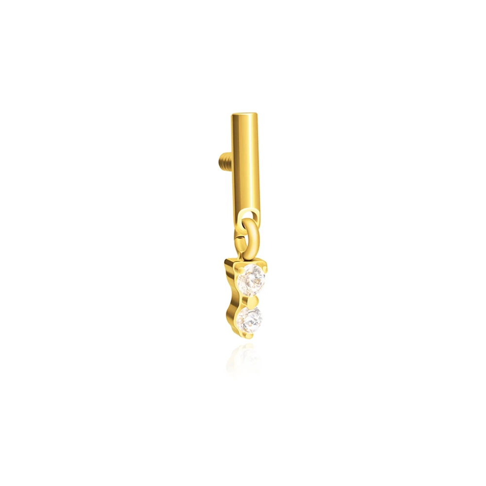Titanium attachment with white zircons - gold - TNA-183
