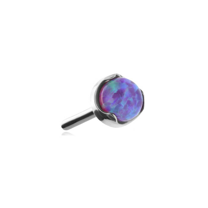 Titanium attachment PUSH IN - silver with purple opal - TPI-001