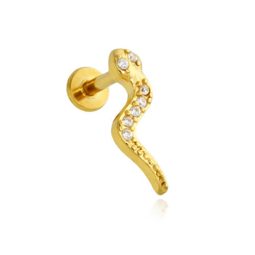 Gold snake labret earring - LGW-040