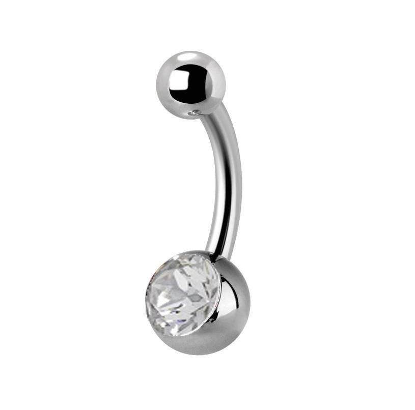 Titanium belly button ring - white zirconia - TPP-010
