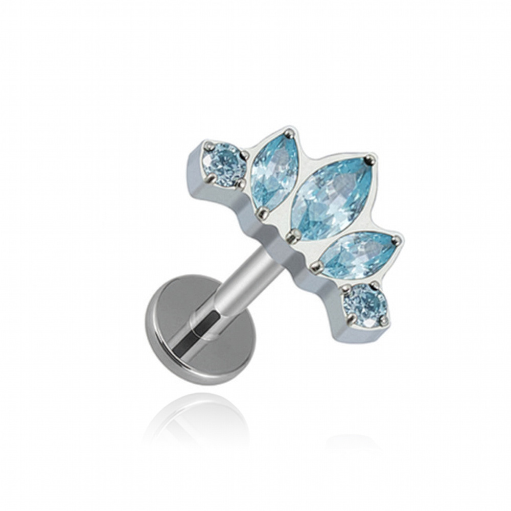 Titanium labret cluster silver with blue zircons