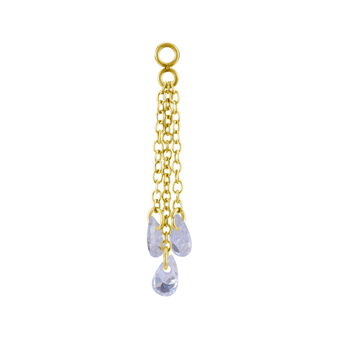 Charms chain with white zircons - gold - D-073